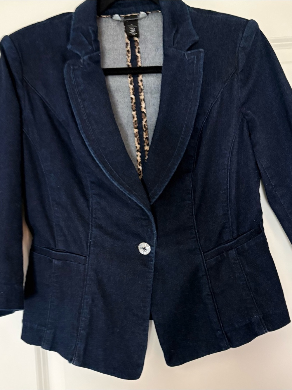 White House Black Markets Women's Dark Indigo Denim Blazer Jacket - Picture 4 of 11